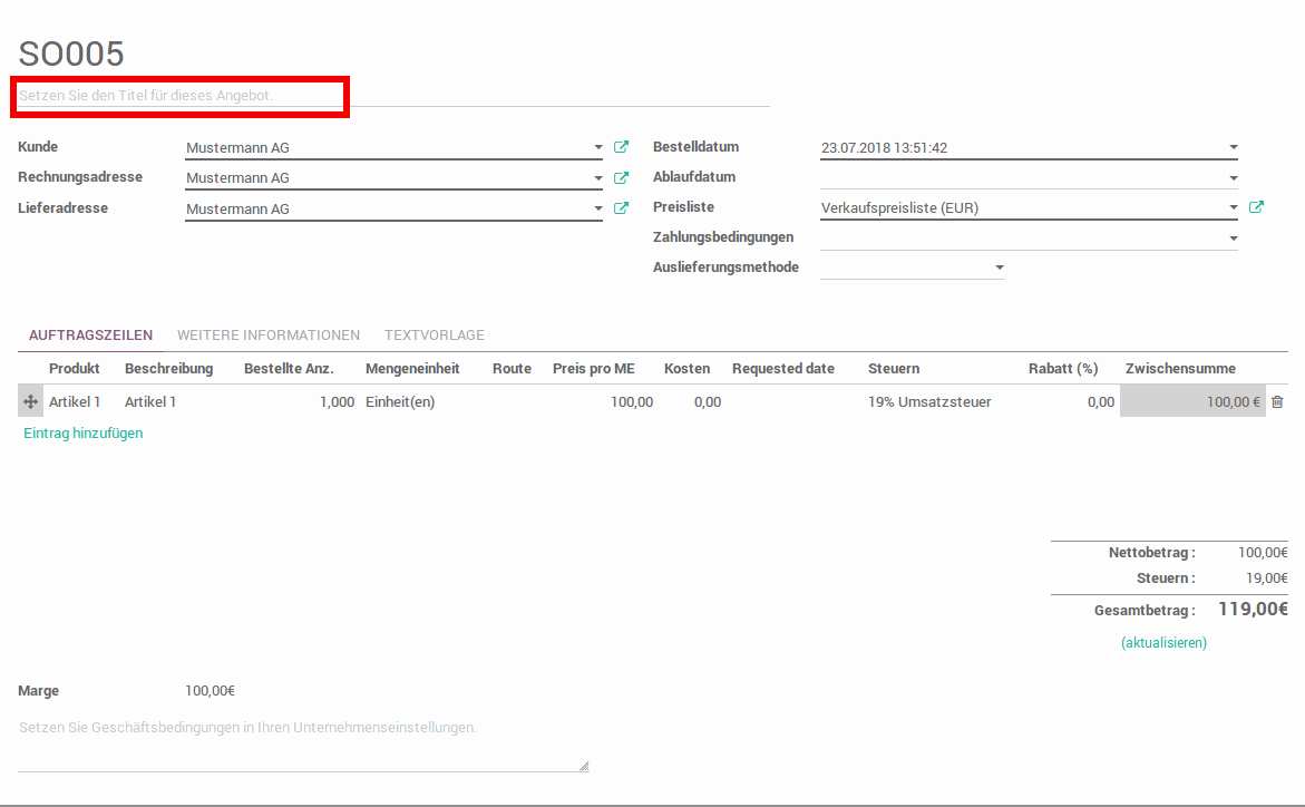 Odoo – Beispiel 1 für drei Spalten